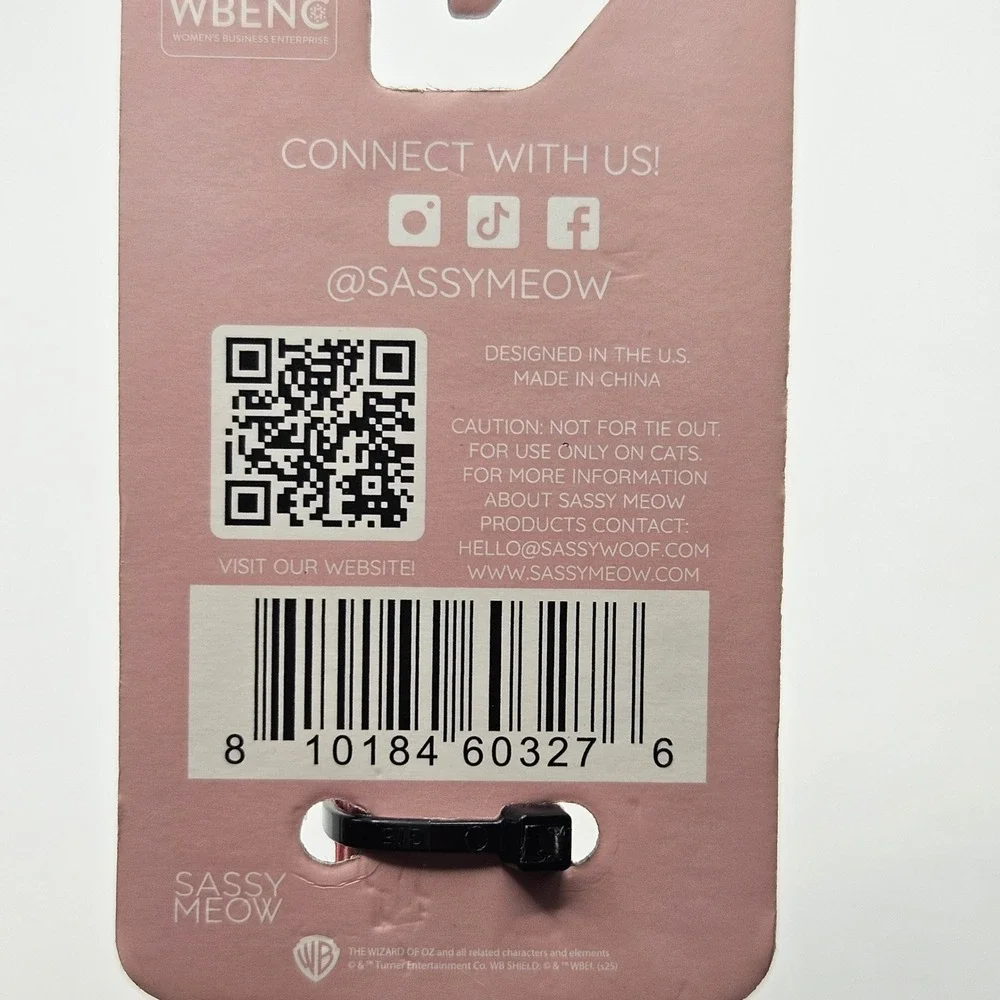 Sassy Meow Wizard of Oz Wicked Glinda Pink Fabric Pet Cat Leash 6‎ foot